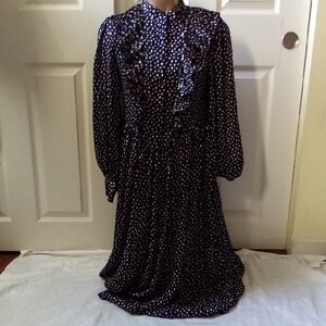 Mango Black and White,Ruffle Long Sleeve Dress, Size 4